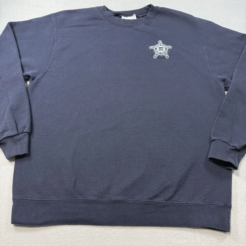 Champion Navy Blue Crewneck Sweatshirt US Secret Service Embroidered Logo L
